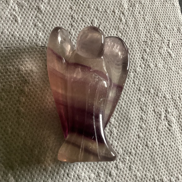 2” Rainbow Fluorite Angel Purple Clear Crystal Helper Guide - Picture 2 of 7